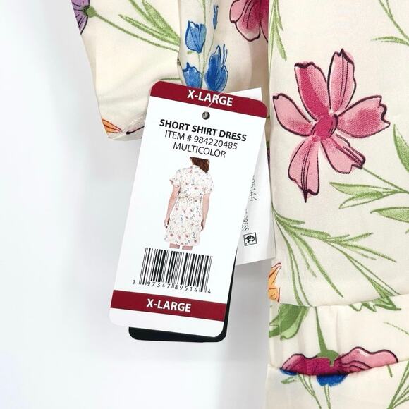 French Connection NWT Satin Cream Floral Shirt Dress Size XL - Picture 6 of 7